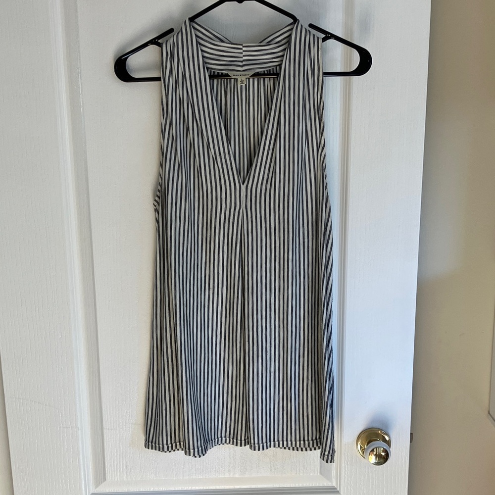 Max Studio Black and White Striped Top